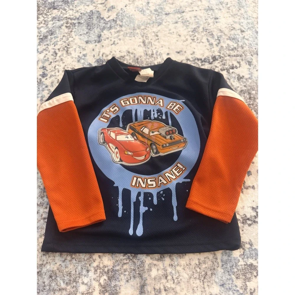 Vintage Disney Cars Supercharged Mesh Boys Shirt Lightning McQueen Sz 5